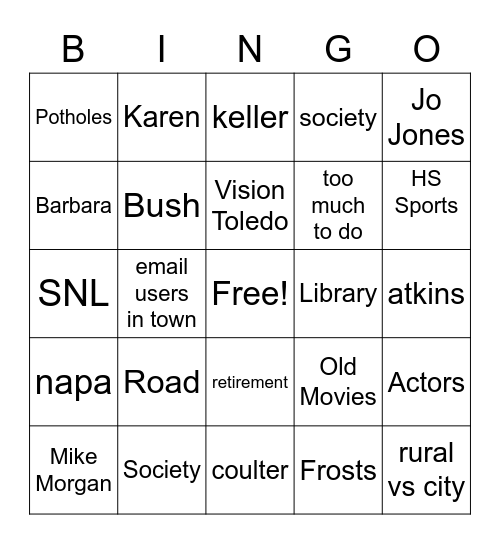 Dad Bingo 2 Bingo Card