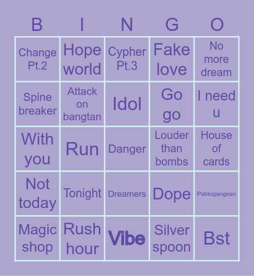 Yoongiloml93 Bingo Card