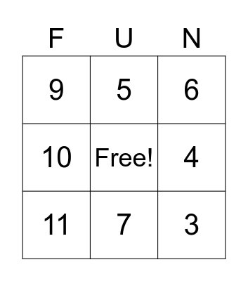 Number BINGO Card