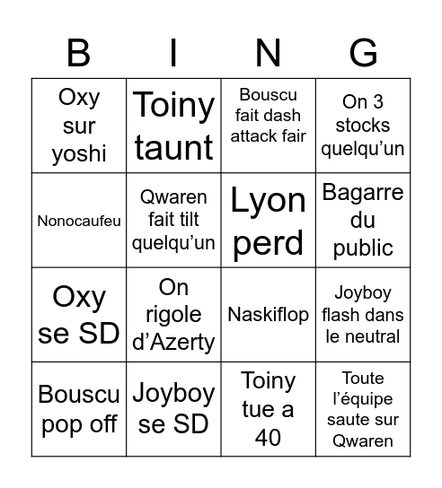 CB LYON VS CLERMONT Bingo Card