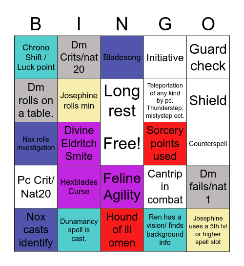 Wildemount custom 1.0 Bingo Card