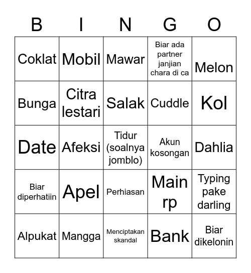Punya joyie Bingo Card
