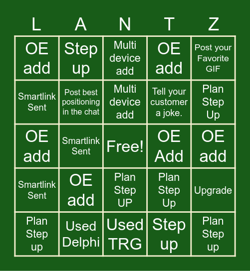 Team Lantz Bingo Card