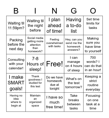 Time M&Management Bingo Card