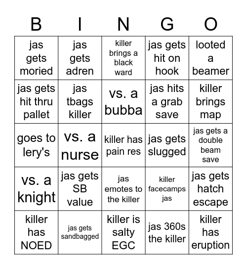 DBD bingo w/ allthatjasss! Bingo Card
