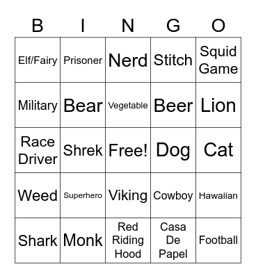 Mika Carnaval Bingo Card