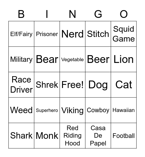 Mika Carnaval Bingo Card