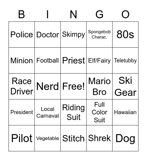 Sasha Carnaval Bingo Card
