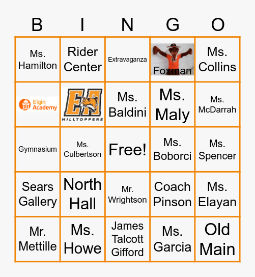 Elgin Academy Bingo Card