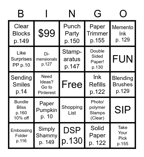 Microsoft Word  Bingo Card