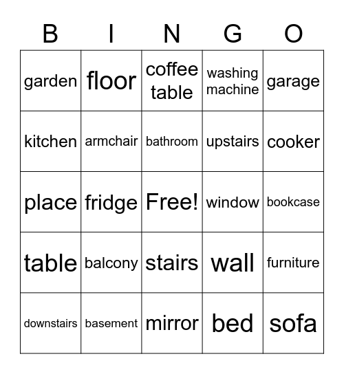 Furniture Bingo Card
