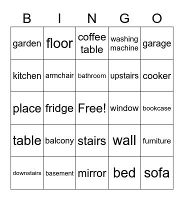 Furniture Bingo Card