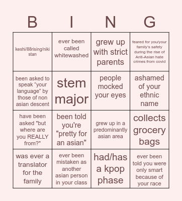 Culture Bingo! Bingo Card