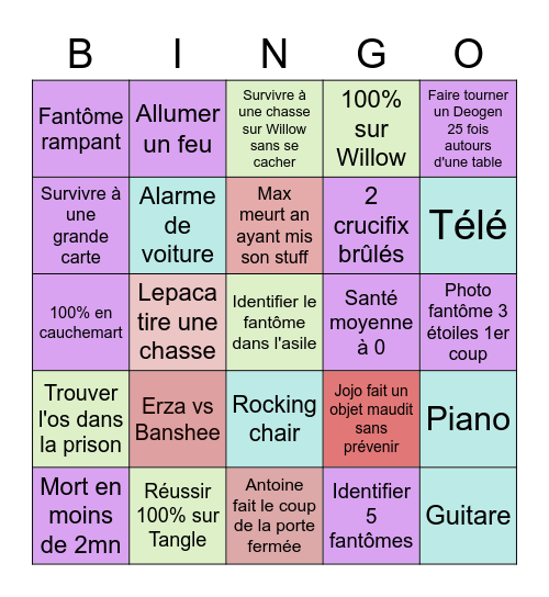 Phasmo Dream Team Bingo Card