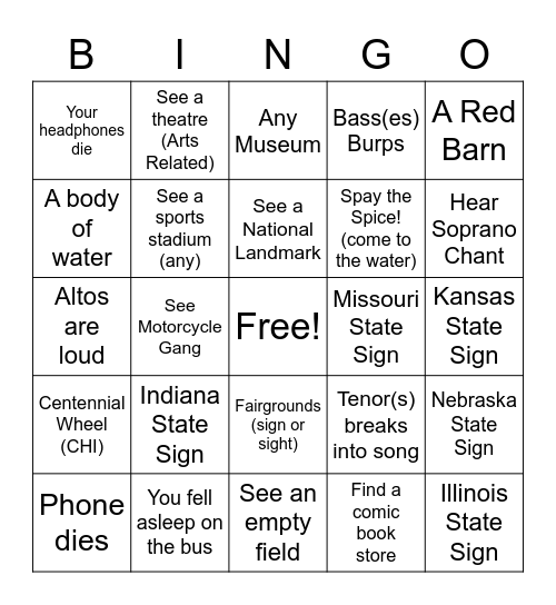 Midwest Bingo!!! Bingo Card
