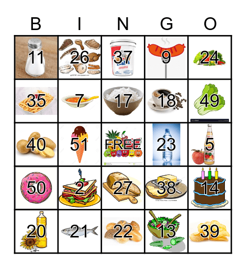 FOOD Bingo Card