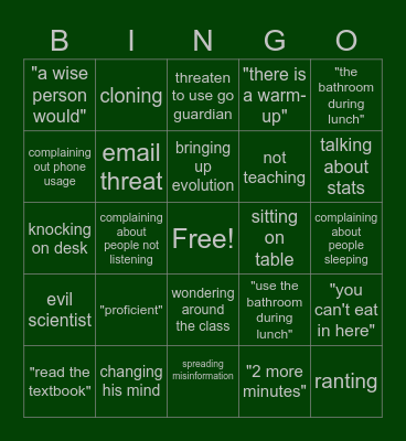 Dr wally hally Bingo Card