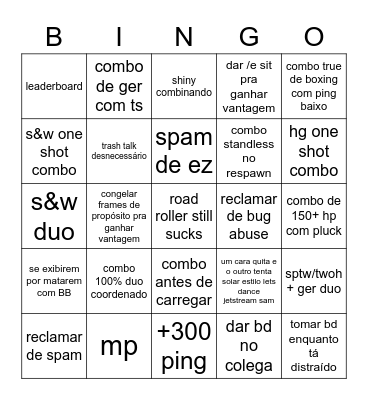 Bingo de YBA 2v2s Bingo Card