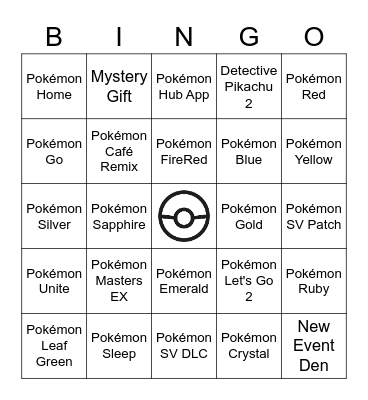 Pokémon Presents 2023 Bingo Card