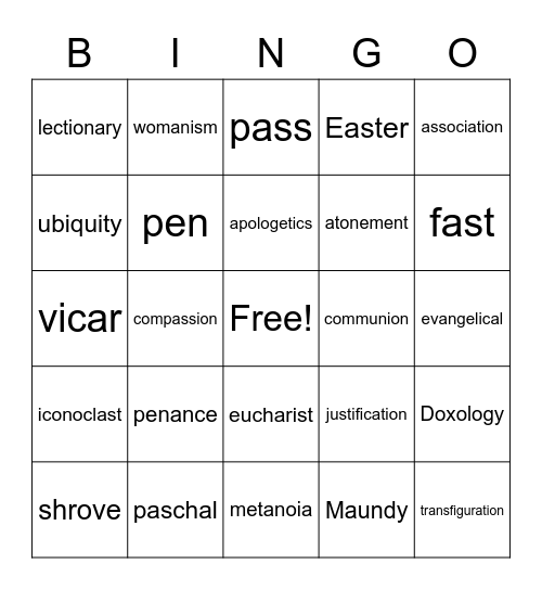 Lingo Bingo Card