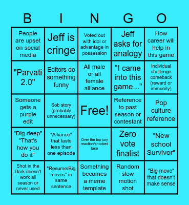 Survivor 44 Bingo Card
