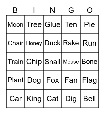 Call List (Words) Bingo Card