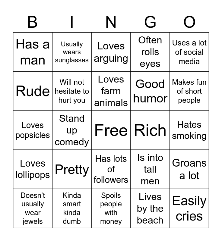 Summer girl bingo Card