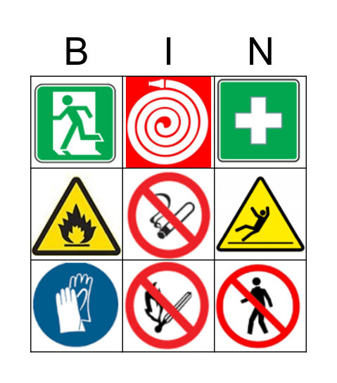 Safety Sign Bingo Card