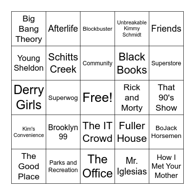 Which Shows Do You Find Funny? Bingo Card
