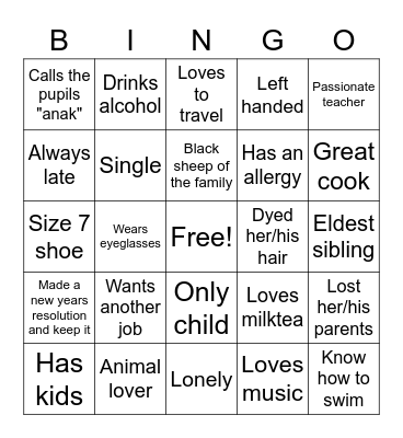 ICEBREAKER BINGO CARD Bingo Card