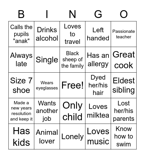 ICEBREAKER BINGO CARD Bingo Card