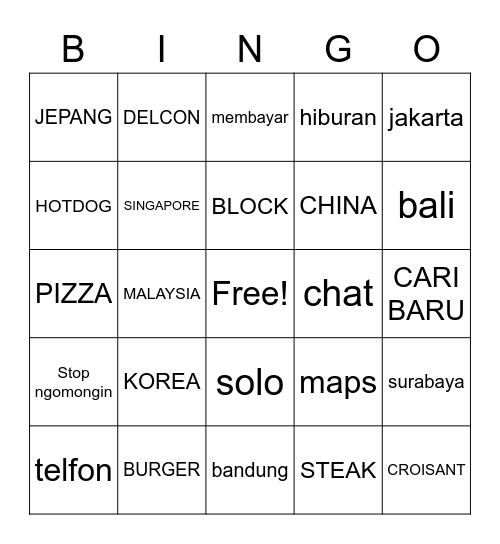 Jexov Bingo Card