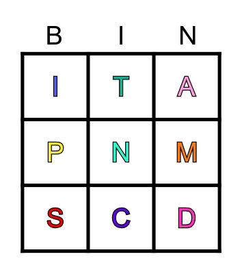 Letter and sounds Bingo Card