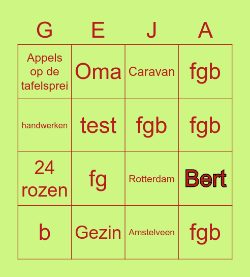 Geja 80 jaar Bingo Card