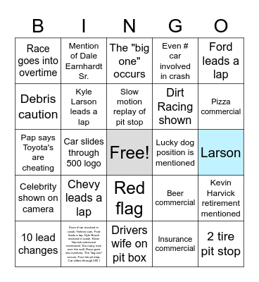 2023 DAYTONA 500 Bingo Card