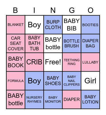 GENDER REVEAL BINGO Card
