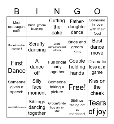 Wedding Bingo Card