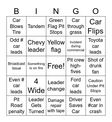 DAYTONA 500 BINGO Card