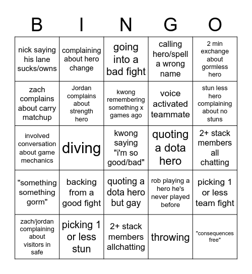 bingo or wut Bingo Card