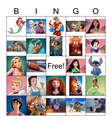 Disney Songs Bingo Card