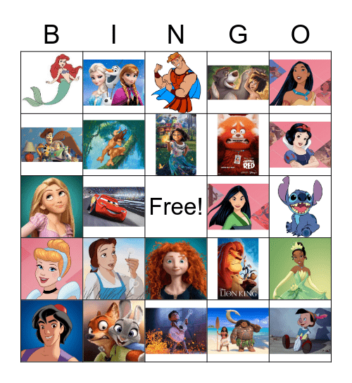 Disney Songs Bingo Card