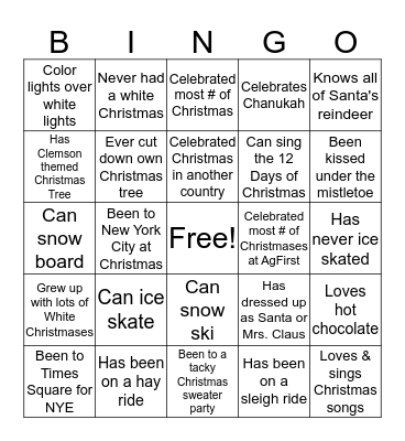 HOLIDAY B-I-N-G-O Bingo Card