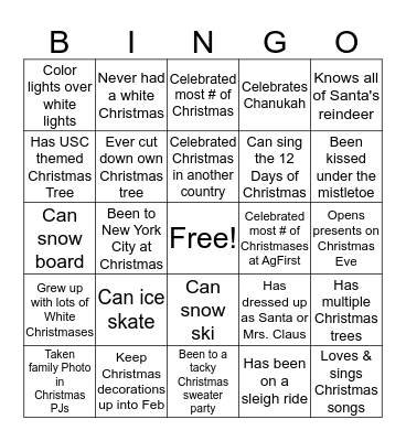 HOLIDAY B-I-N-G-O Bingo Card