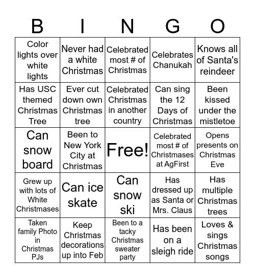 HOLIDAY B-I-N-G-O Bingo Card