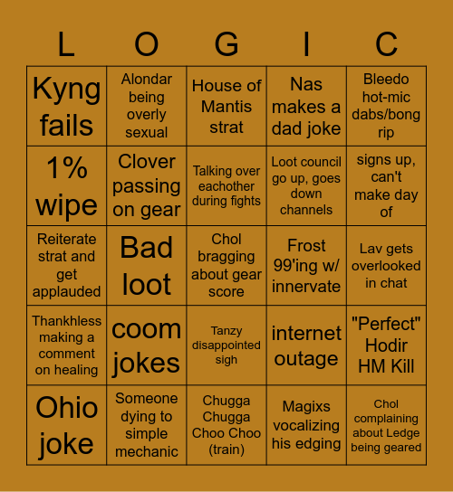 Logic Bingo Card Bingo Card
