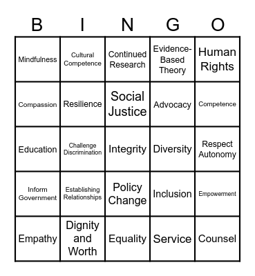 Social Work Breaks Barriers Bingo Card