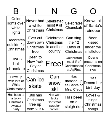 HOLIDAY B-I-N-G-O Bingo Card