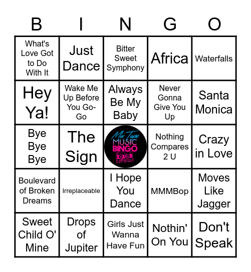 Mix Tape Bingo Card