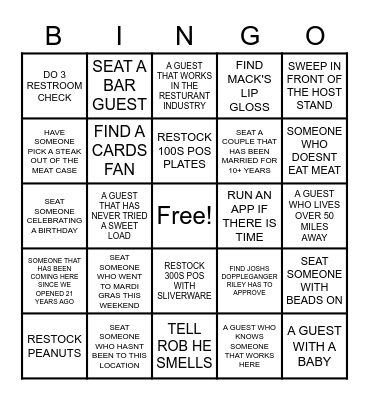 HOSTIE BINGO!!! Bingo Card