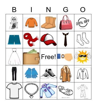 Clothing Bingo Card